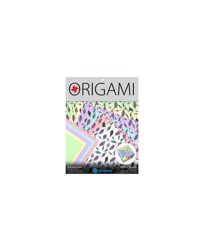 Yasutomo Origami Patterned Paper Double-Sided 24/Pkg-Watercolor Leaves -Y4533