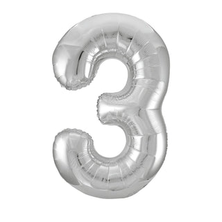 Unique Industries 34" Foil Silver Number 3 Balloon
