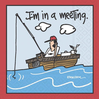 DESIGN DESIGN In a Meeting Fishing Beverage Napkin, Party Supplies