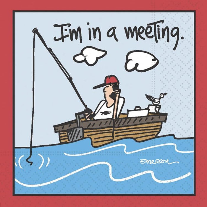 DESIGN DESIGN In a Meeting Fishing Beverage Napkin, Party Supplies