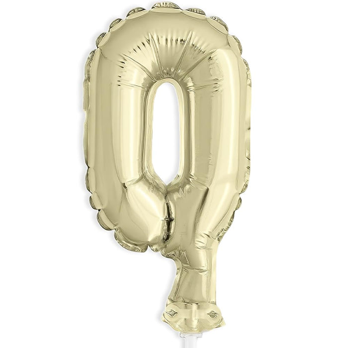Unique Industries Unique 57260 Gold Foil Number 0 Party Balloon Cake Topper 1 ct 5"