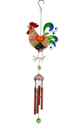 Carson Home Accents 62887 Wireworks Garden Chime, Vibrant Mesh Rooster, 30" Long
