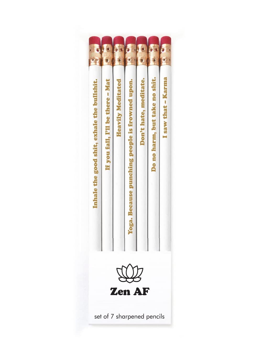 Snifty SPP7025 Zen AF Pencil with Funny Sayings, Set of 7