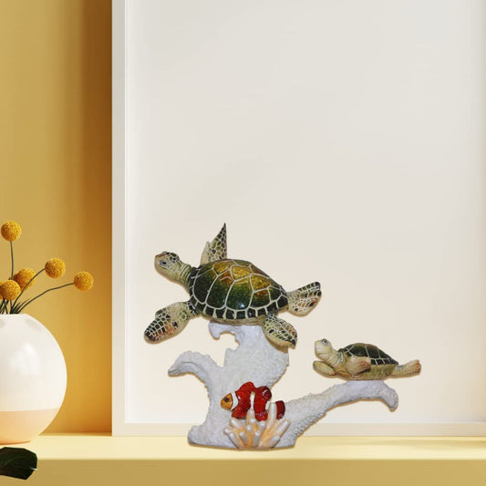 Comfy Hour Ocean Voyage with Sea Turtles Collection 8" Turtle and Fish Coastal Ocean Theme Decoration, Polyresin