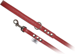 Buddy Belts All Pebble Grain Leather Red Leash - Premium Edition (1/2" x 4')