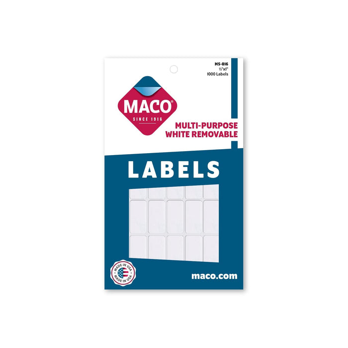 Maco Label, 1/2 x 1 inch, White