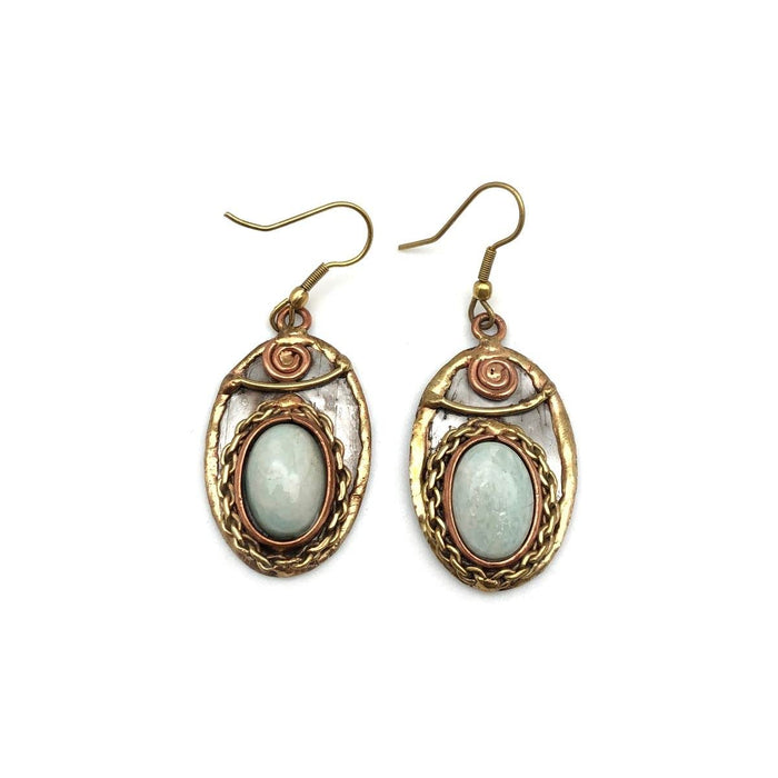 Anju E2213 Mixed Metal Earrings with Amazonite