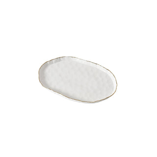 Pampa Bay Dishware Plate, 14.25 x 9, White With Gold Rim