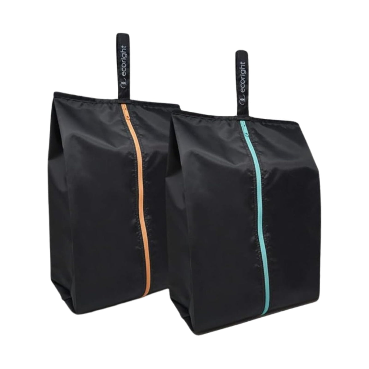 Eco Right Shoe Bag, One Size, Black with Aqua & Peach Zipper