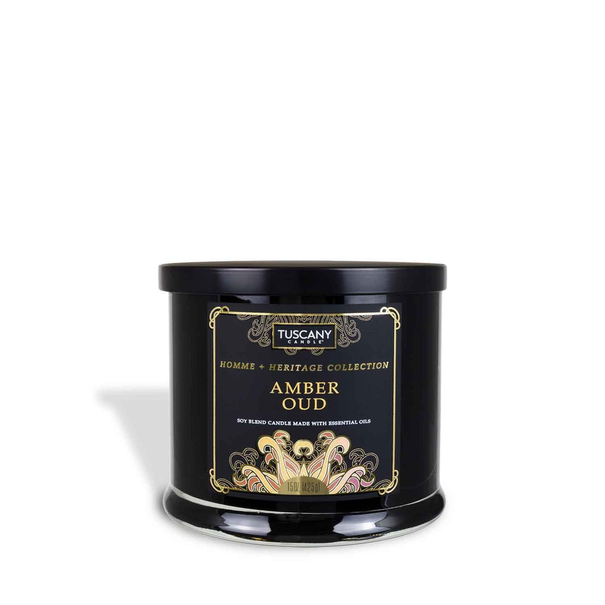 Empire Candle Tuscany Candle Homme + Heritage Scented Candle, Amber Oud, 15 oz