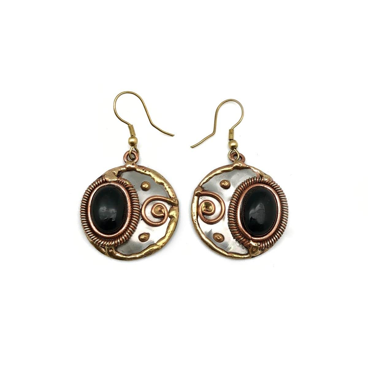 Anju E2214 Mixed Metal Earrings with Black Onyx
