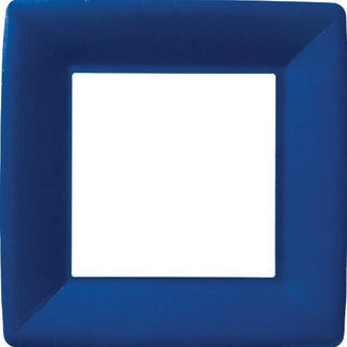 Boston International Ideal Home Range IHR Square Disposable Dinner Paper Plates, 10-Inches, Classic Linen Dark Blue