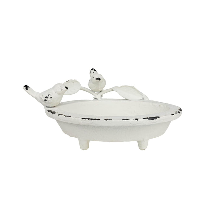 Foreside Home & Garden Flora Bird Soap Dish White Cast Iron