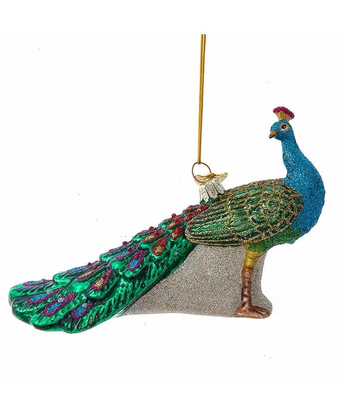 Kurt S. Adler Peacock Themed Purple Blue Teal Green Ornaments (5" Peacock Christmas Ornaments Bird NB1732)