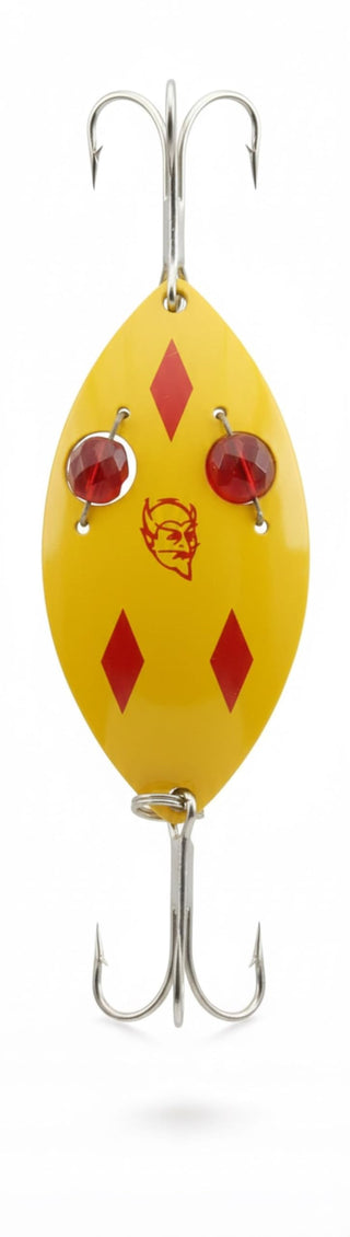 Dardevle Fishing Hook, 1 oz, Yellow Red/Diamonds