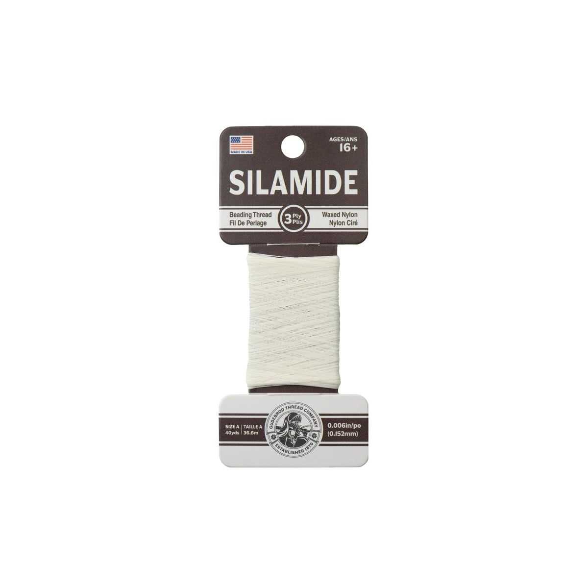 Gudebrod Thread Cord, 40 yards, White