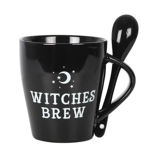 Pacific Trading Giftware Gothic Black Witches Brew New Bone China Ceramic Mug and Spoon Set