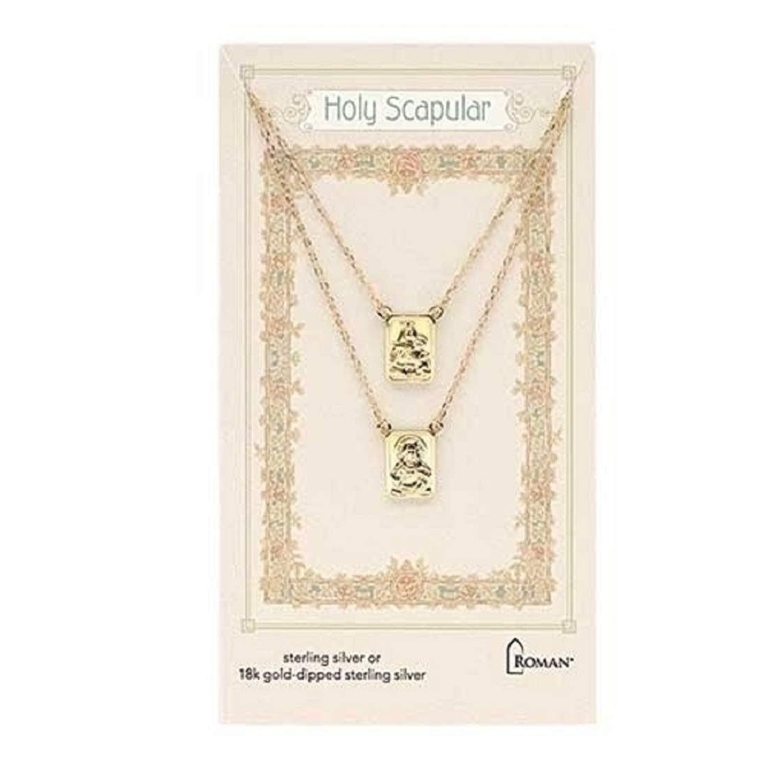 Roman 26-Inch Sterling Silver Infinity Scapular Necklace, Gold