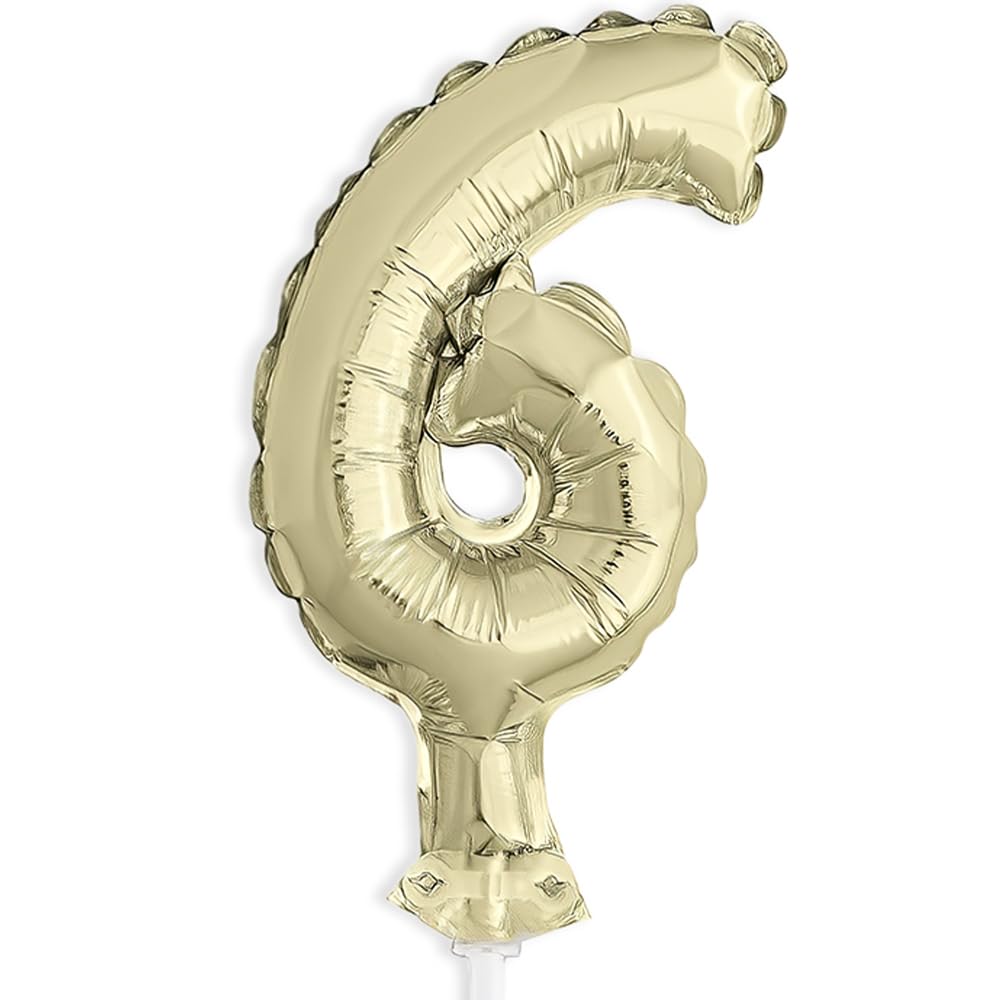 Unique Industries Unique 57266 Gold Foil Number 6 Party Balloon Cake Topper 1 ct 5"