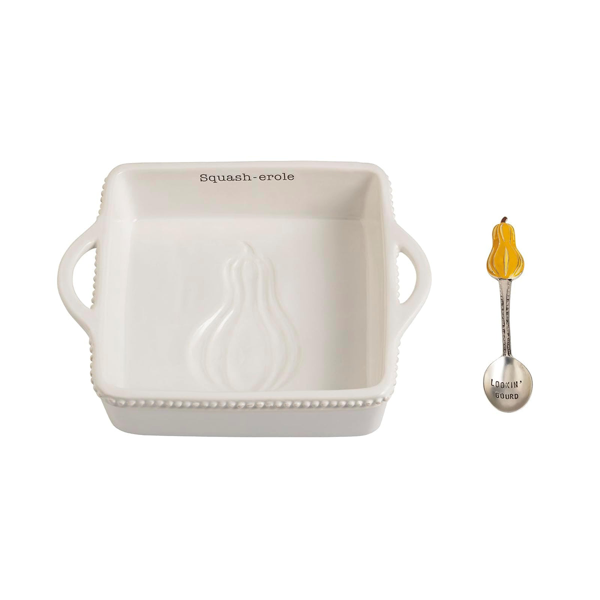 Mud Pie Casseroles, baker 8" x 8" | spoon 7", White