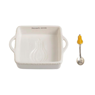 Mud Pie Casseroles, baker 8" x 8" | spoon 7", White