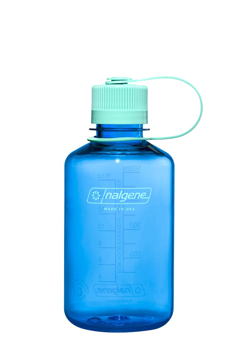 Nalgene Sustain Tritan BPA-Free Water Bottle Made with Material Derived from 50% Plastic Waste, 16 OZ, Narrow Mouth, Cornflower Blue