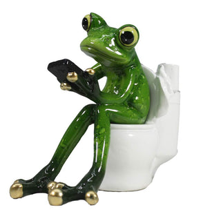 Comfy Hour 5 Inch Frog Bathroom Decor Figurine, Toilet Statue, 1 Unit