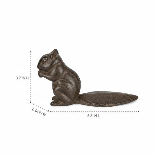 Comfy Hour Antique & Vintage Interior Decor Collection, Animal Edition Cast Iron Door Stopper - Squirrel, Antique Brown
