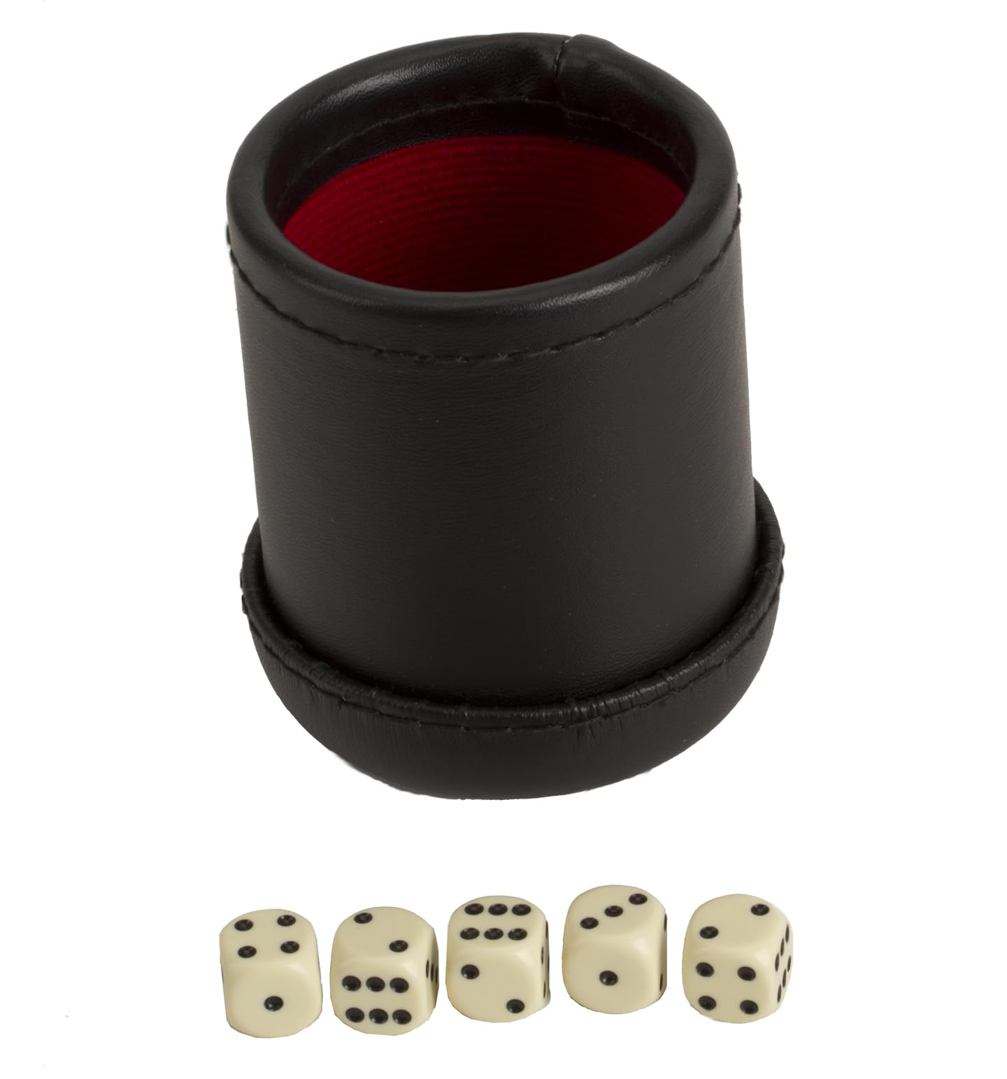 CHH 4" Deluxe Dice Cup with 5 Standard Dice, Black/Cream Color