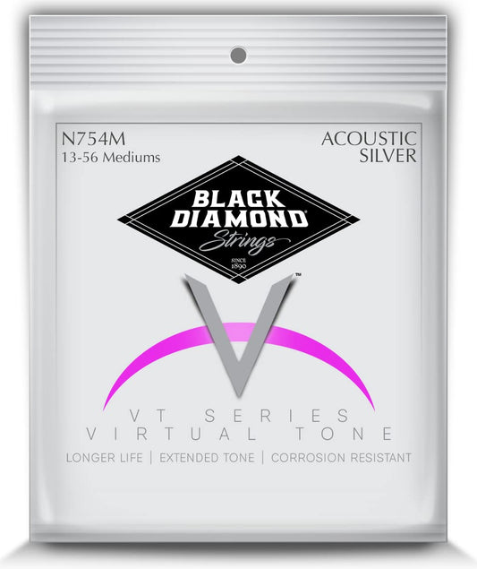 Black Diamond Strings® N754M Acoustic Silver wound Wound Medium .013P.017P.026S.035S.047S.056S
