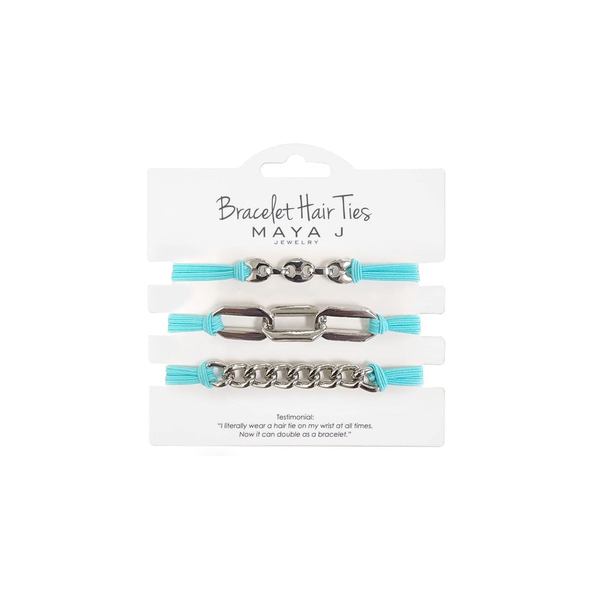 Maya J Hair Tie, 1 Count (Pack of 1), Teal-white