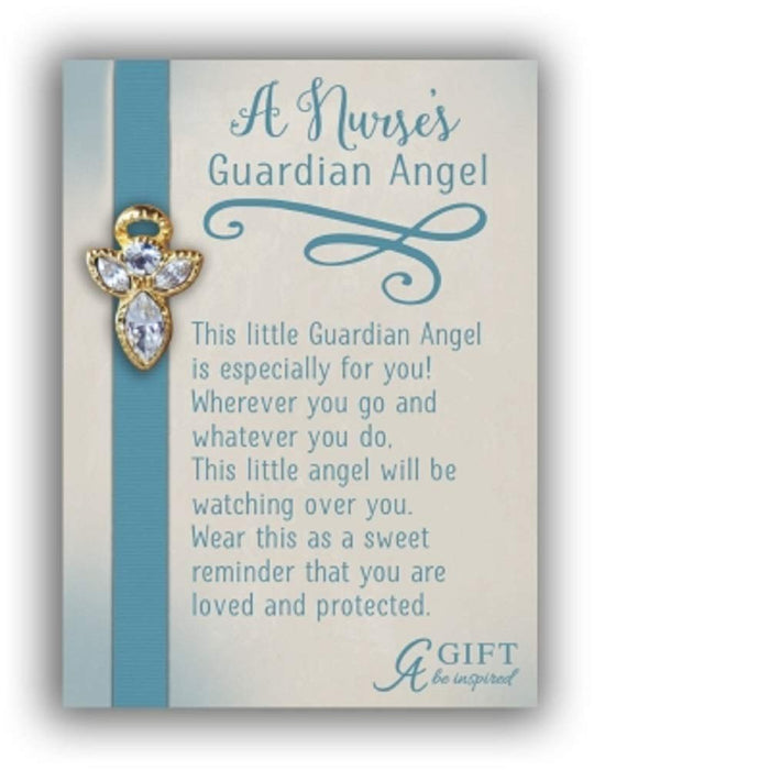 Cathedral Art Nurse Guardian Angel Pin, Gold Angel Lapel Brooch