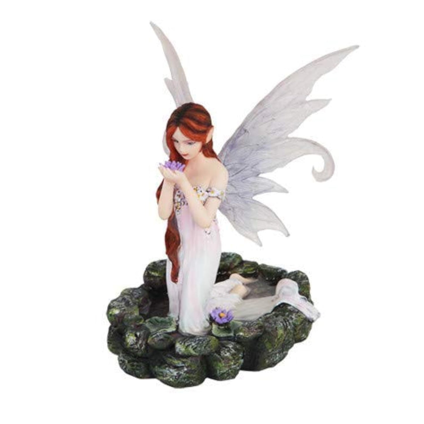 Pacific Trading Giftware White Water Princess Fairy Kneeling in Pond Mystical Statue Figurine