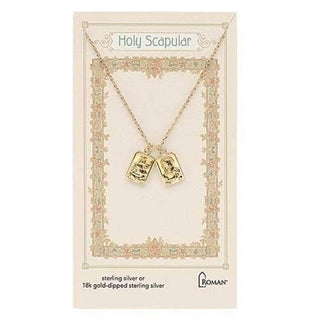 Roman 18-inch Sterling Silver Double Scapular Gold Carded Necklace