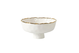 Pampa Bay Dishware Bowl, Small, White and Gold