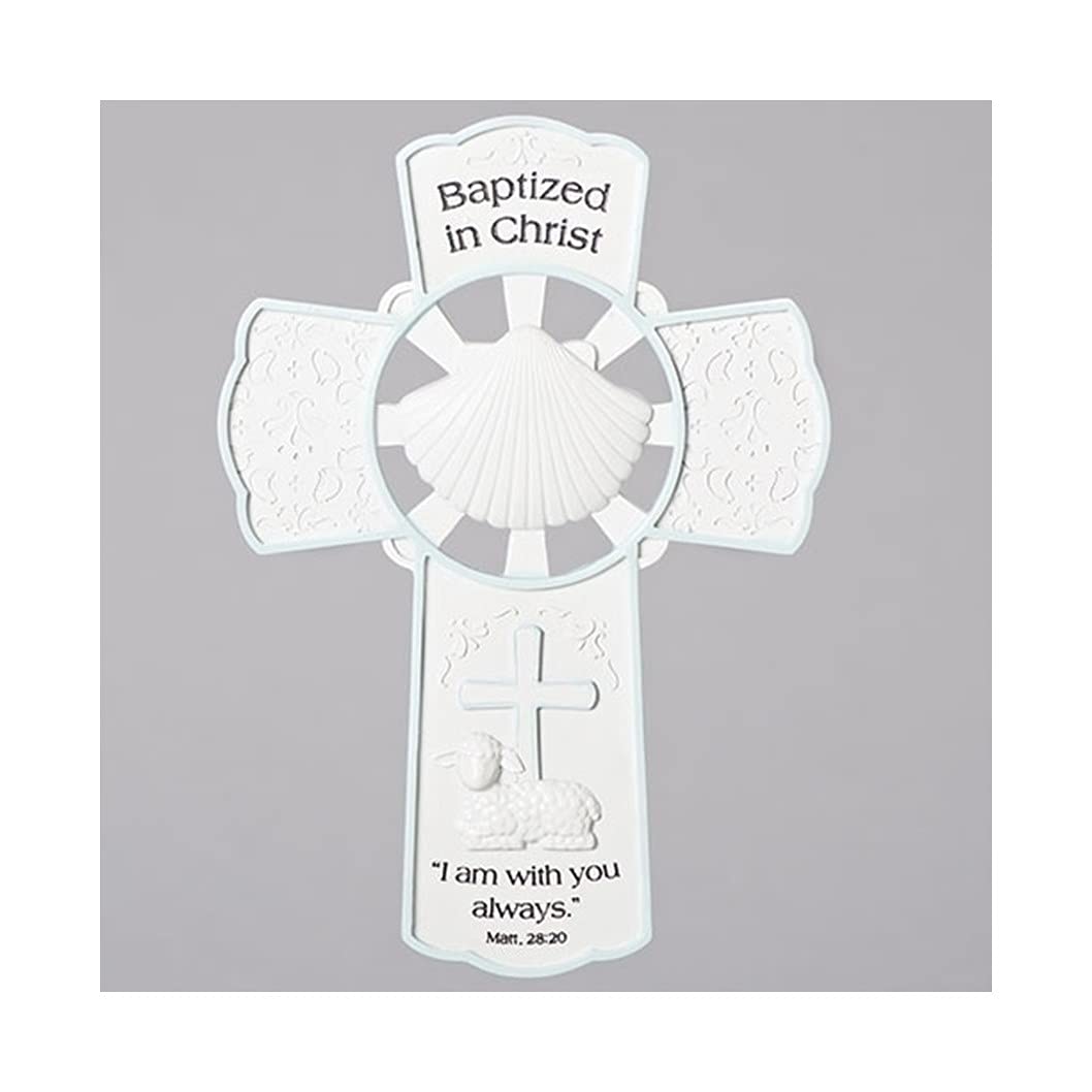 Roman 09556X Wall Cross Baptized In Christ White Blue 7.75 In.