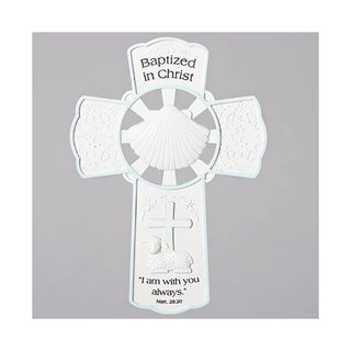 Roman 09556X Wall Cross Baptized In Christ White Blue 7.75 In.