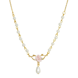 1928 Jewelry Company Necklace, 16"L x 0.95"H x 0.97"W, Pink