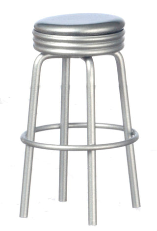 Aztec Imports Dollhouse Miniature Silver Retro Diner Stool