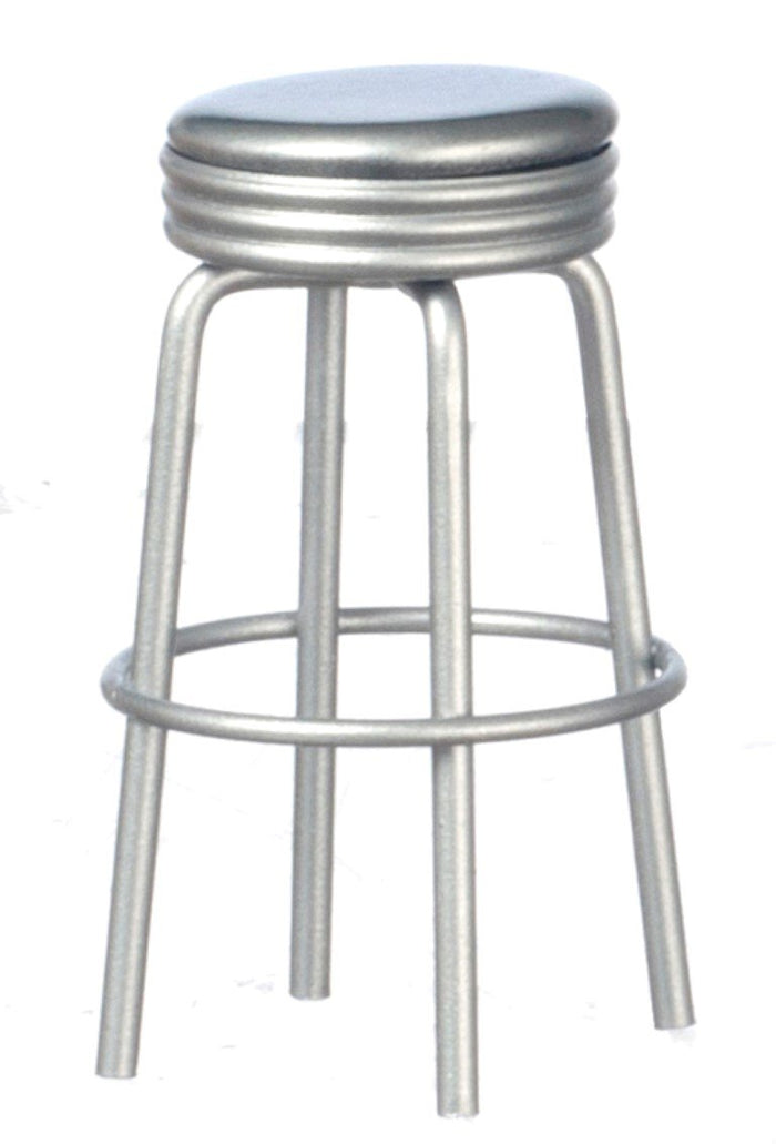 Aztec Imports Dollhouse Miniature Silver Retro Diner Stool