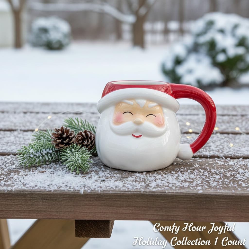 Comfy Hour 4.1 Inch Santa Mug, 3D Santa Face Christmas Mug
