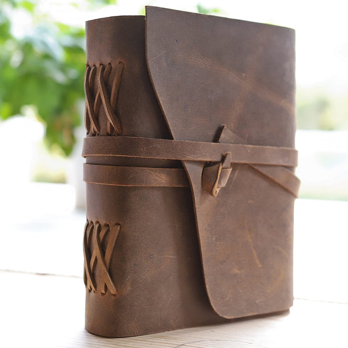 TUZECH Leather Journal Large Writing Notebook - Handmade Leather Bound Journal For Women and Men Gift For Art Sketchbook, Travel Diary And Notebooks To Write In 8 by 6 Inches (Brown)