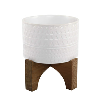 Flora Bunda Planter, 7", Pharaoh,matte White 7"
