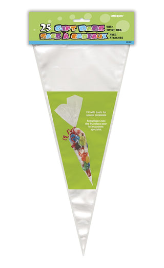Unique Industries Clear Cone Cellophane Bags, 25ct