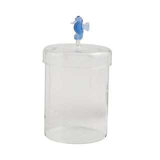 Mud Pie Food Storage Container, 4.5" x 3.5" dia, Seashorse
