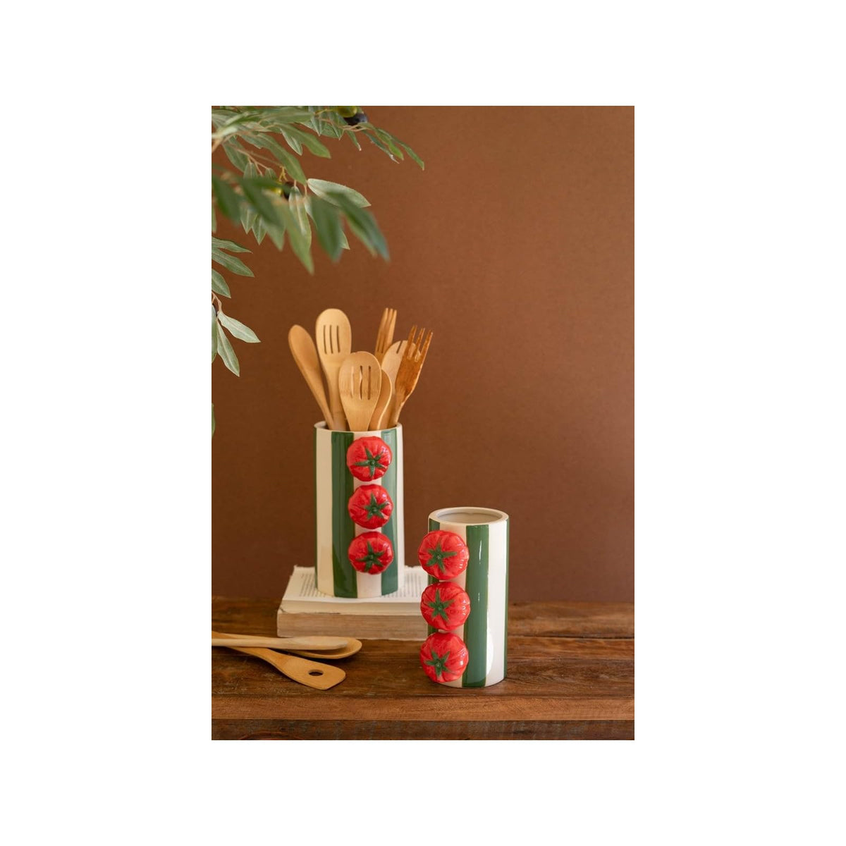 Kalalou Vase, 7 inches, Green, Red