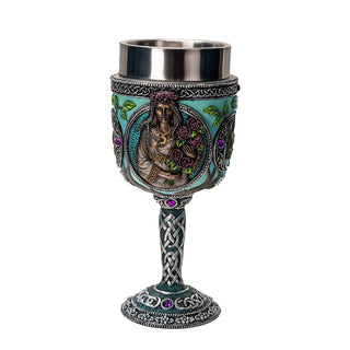 Pacific Trading Triple Goddess Wine Goblet Made of Polyresin With Stainless Steel Rim
