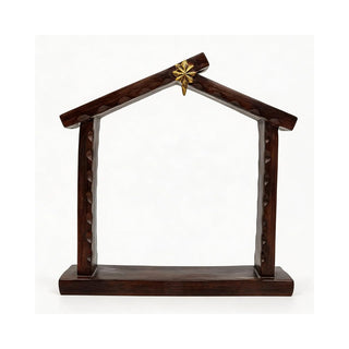 Comfy Hour 9.1 Inch Nativity Stable, Rustic Creche with Star