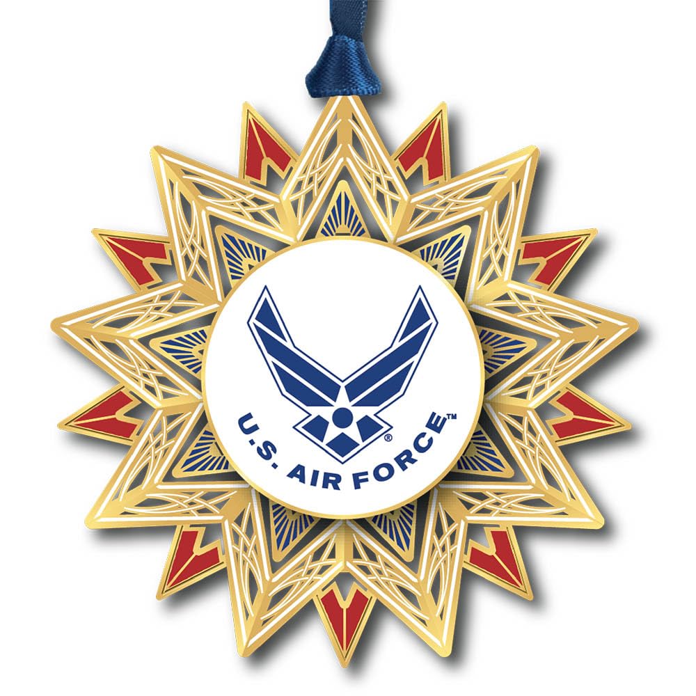 Beacon Design 3" Vibrant Brass U.S. Air Force Star Decorative Christmas Ornament