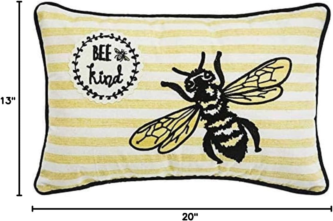 Comfy Hour Spring Is Here Collection Spring Bee Kind Accent Pillow Throw Pillow Decorative Cushion, 20"x13", Polyester